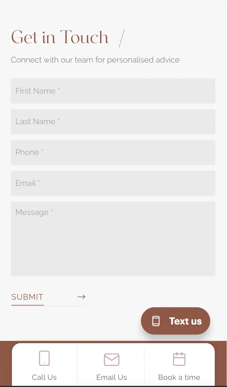 Example clinic webpage illustrating the section above